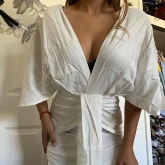 Batwing Sleeve Draped Front Dress - Picture 7 of 8